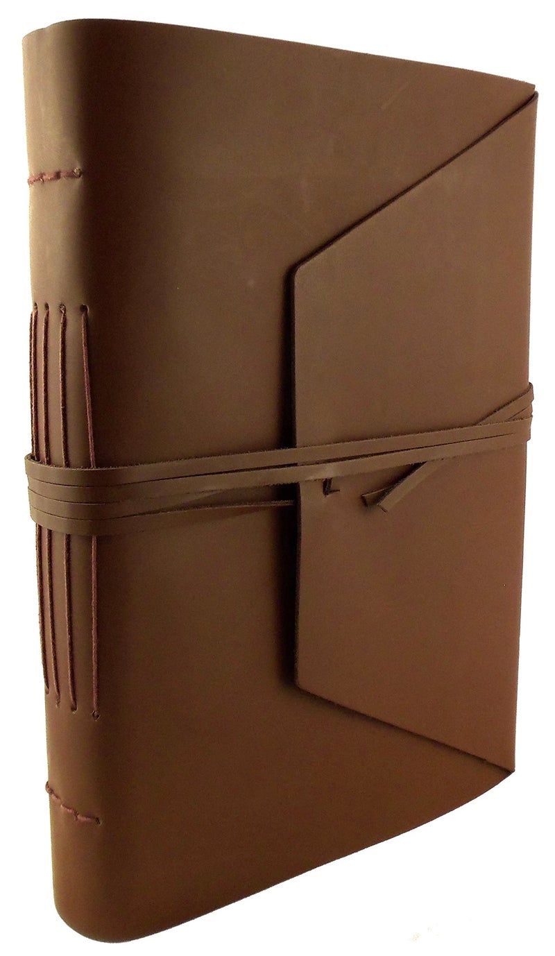 Rustic Ridge Leather Large Genuine Leather Expedition Journal/Sketchbook with Gift Box - 380 Pages - 9" x 12" - Vintage Style - Rich Dark Brown - Image 5
